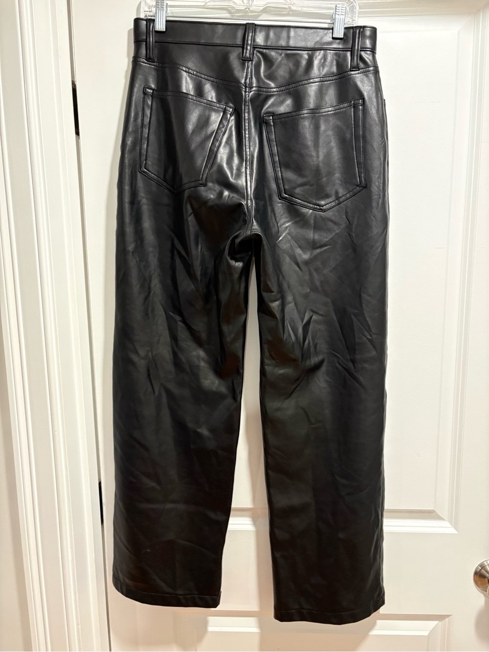 Abercrombie & Fitch Black Straight-Leg Faux Leather Pants - Picture 3 of 8